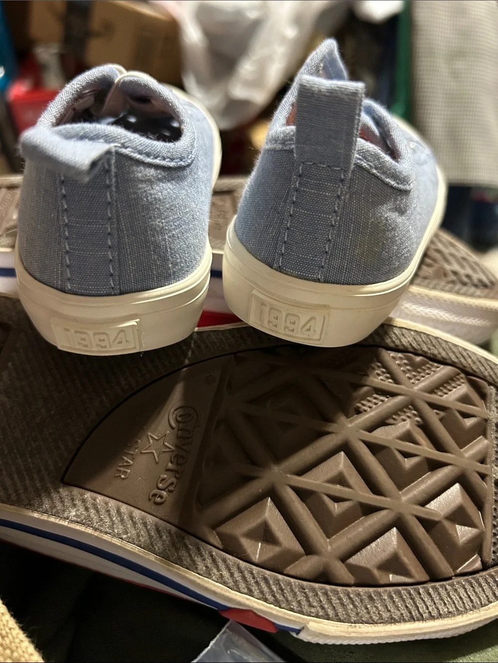 Old Navy Light Blue Canvas Kids Slip-On Sneakers with White Toe Size 12.5